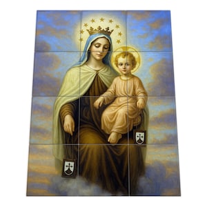 Our Lady of Mount Carmel Tile Mural: Handmade Catholic Wall Art
