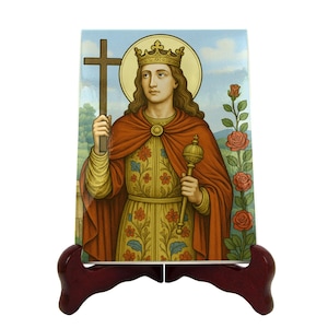 Handmade Saint Casimir of Poland Ceramic Icon: Religious Home Altar Art