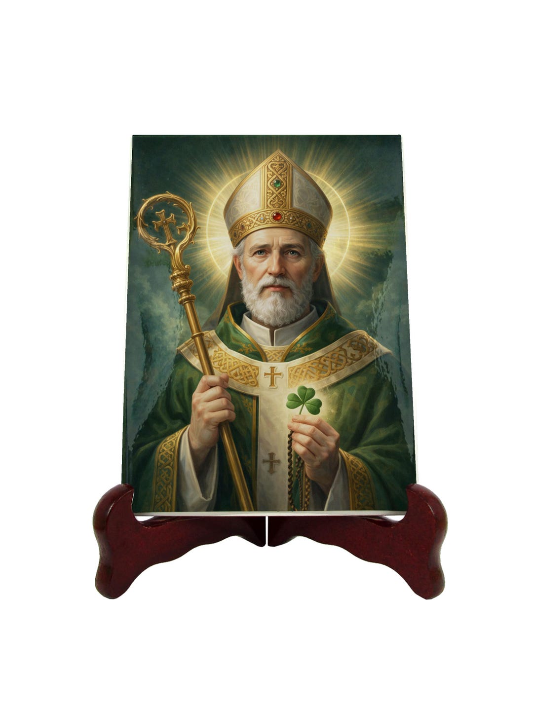 St. Patrick Religious Icon Pattern Saint Patrick Ceramic Catholic Art – Patron Saint of Ireland Religious ...