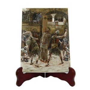 The Scourging of Jesus Ceramic Icon Catholic Passion of Christ Wall Art – Flagellation of Christ Religious Tile Sacred Christian Home Decor