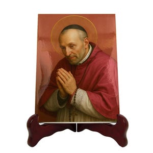 Devotional art handmade ceramic icon of Saint Alphonsus De Liguori, perfect for home altar decor, unique gift for believers, Religious gifts