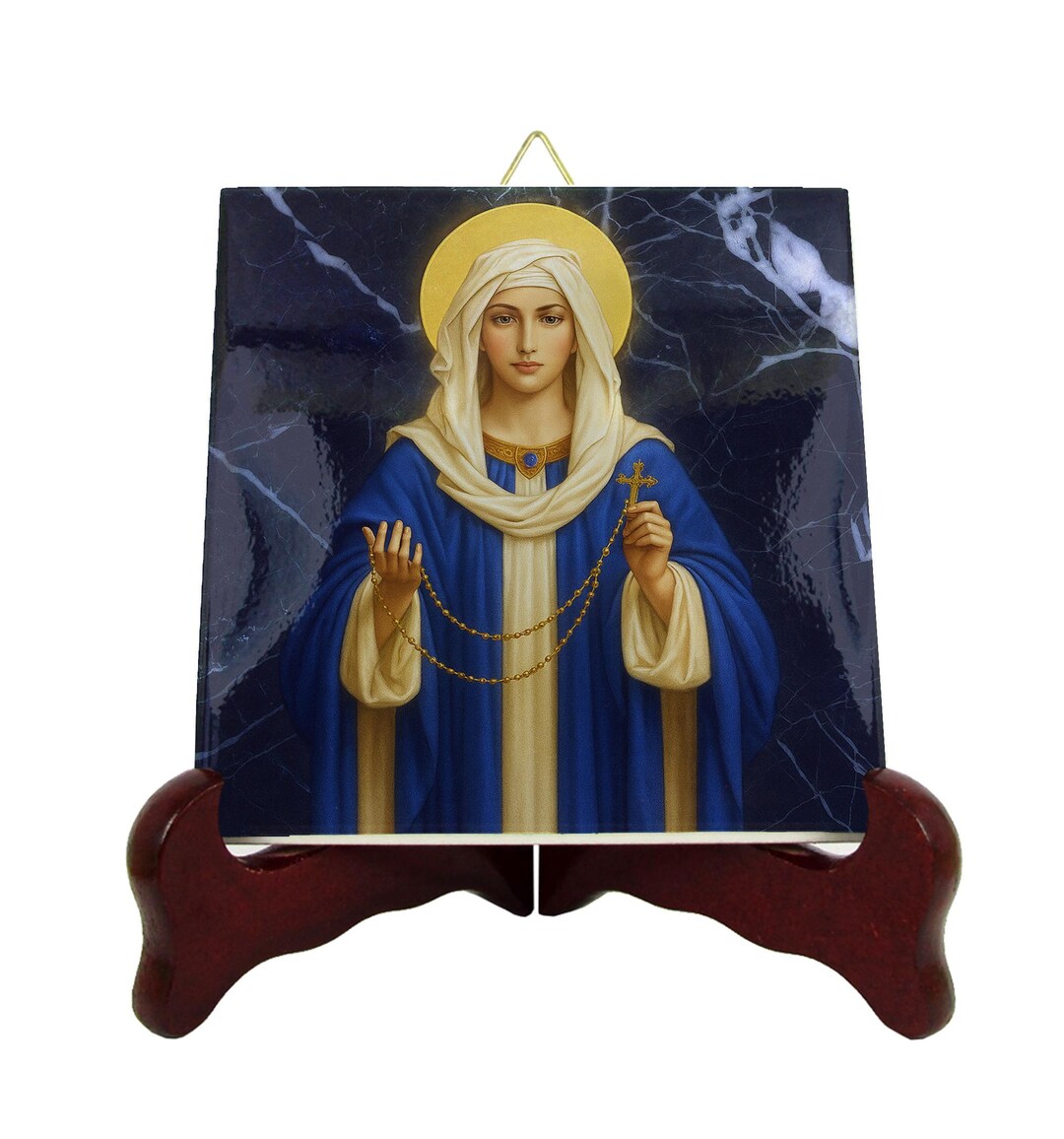 Virgin of the Rosary Ceramic Icon – Catholic Marian Devotional Art ...