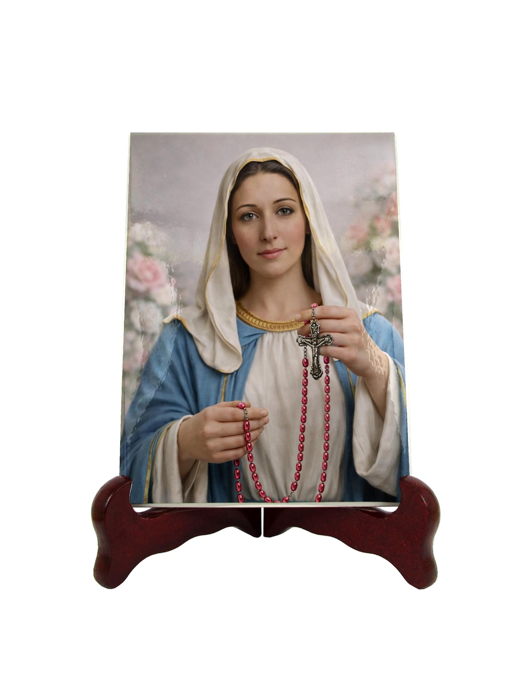 Our Lady of the Rosary Ceramic Icon, Catholic Art, Christian Wall Decor ...