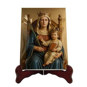 Handmade Our Lady of Walsingham Ceramic Icon: Photorealistic Religious Decor