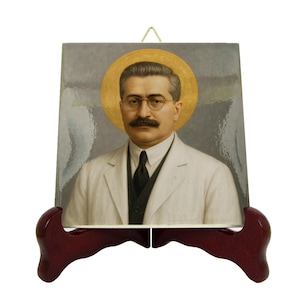 Heiliger Giuseppe Moscati Keramikikone - katholische Devotionalie, Doktor Heilige Wandkunst, religiöses Geschenk | Flos Carmeli HolyArt