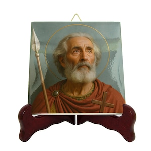 Handcrafted Saint Menas Ceramic Icon: Christian Devotional Art