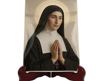 Saint Margaret Mary Alacoque Ceramic Icon – Sacred Heart Devotional Art, Catholic Nun Wall Plaque