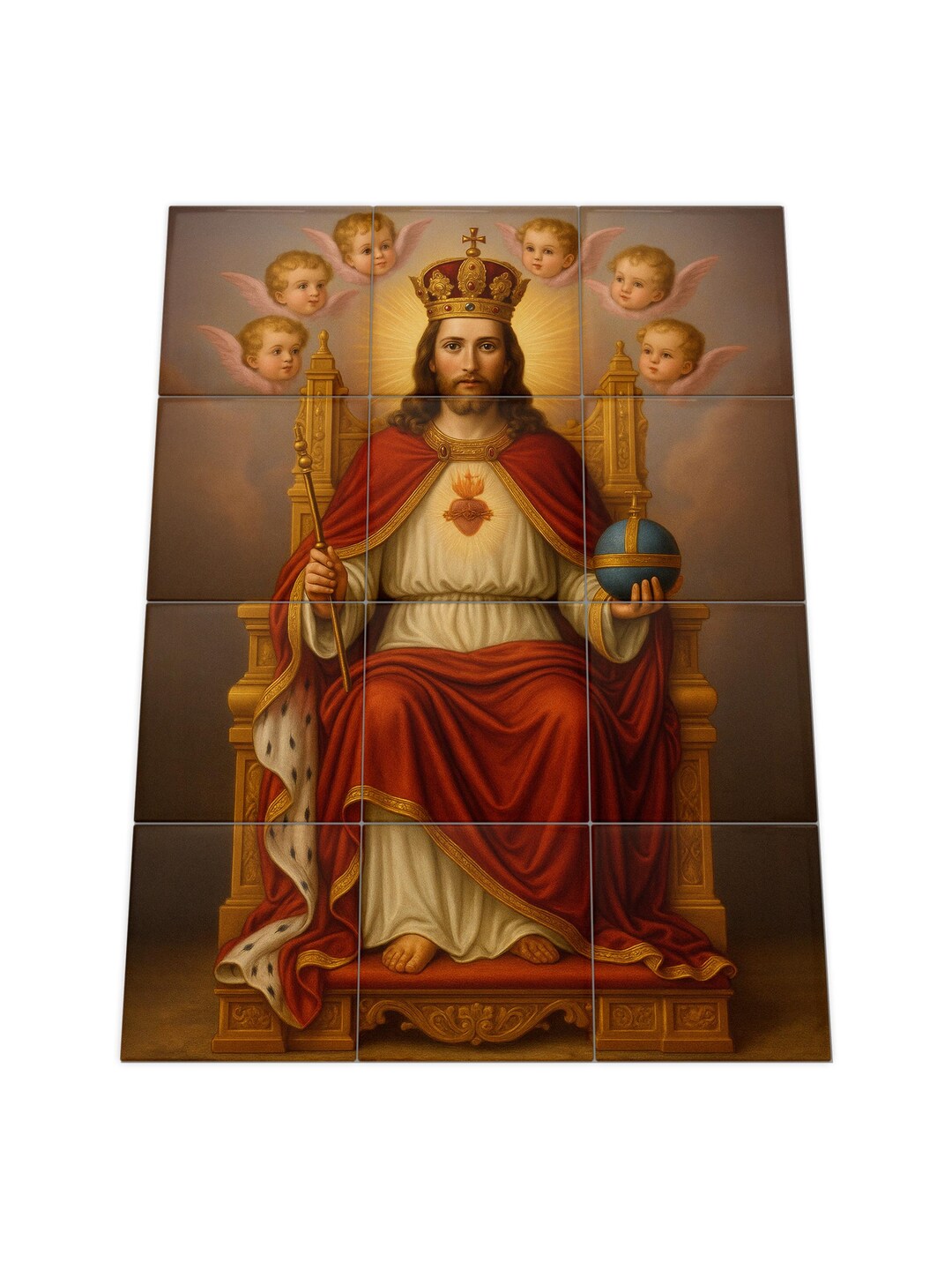Handmade Jesus Christ the King Ceramic Tile Mural - Religious Christian ...