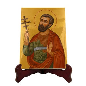 Longinus Keramik Ikone - Römischer Hauptmann am Kreuz Kachel, Katholischer Soldaten Heiliger Wandkunst | Flos Carmeli HolyArt