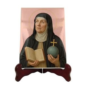 Saint Hildegard of Bingen Icon: Handcrafted Ceramic Religious Home Decor