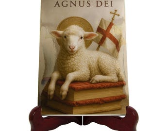 Lamb of God Ceramic Icon – Catholic Devotional Art, Agnus Dei Sacred Wall Art, Christian Religious Gift | Flos Carmeli HolyArt