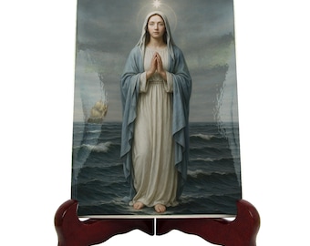 Stella Maris Star of the Sea – Marian Catholic Art, Religious Wall Decor, Christian Gift | Flos Carmeli HolyArt