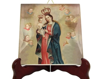 Virgin of the Rosary Ceramic Icon, Religious Gifts, Marian Wall Art, Catholic Home Decor, Sacred Christian Art | Flos Carmeli HolyArt