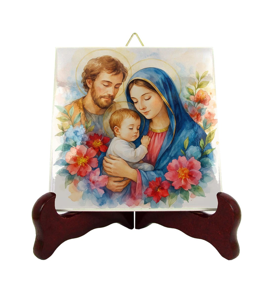 Holy Family Ceramic Icon – Catholic Devotional Art, Jesus Mary Joseph ...