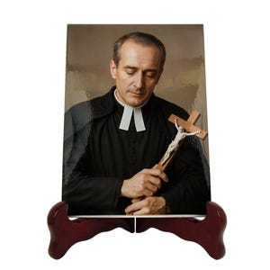 Religious gifts Saint Louis Grignion de Montfort ceramic icon, handmade devotional art for home altar, faith gift for believers - Catholics