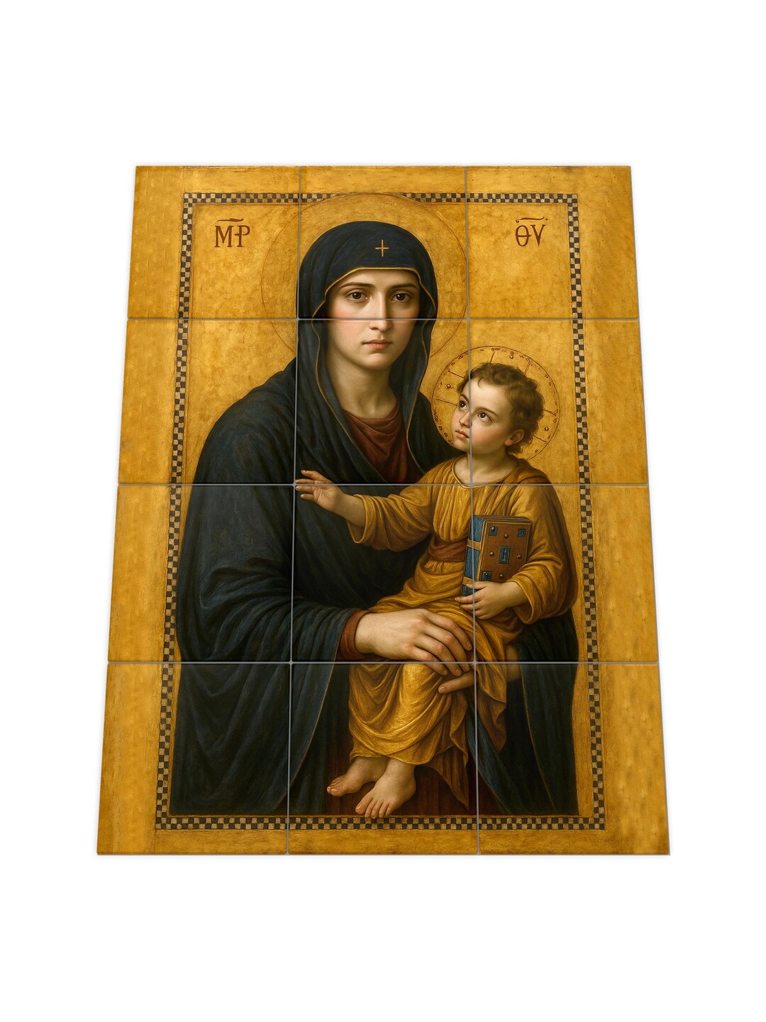 Handmade Virgin Mary Icon Tile Mural: Catholic Religious Wall Art - Etsy