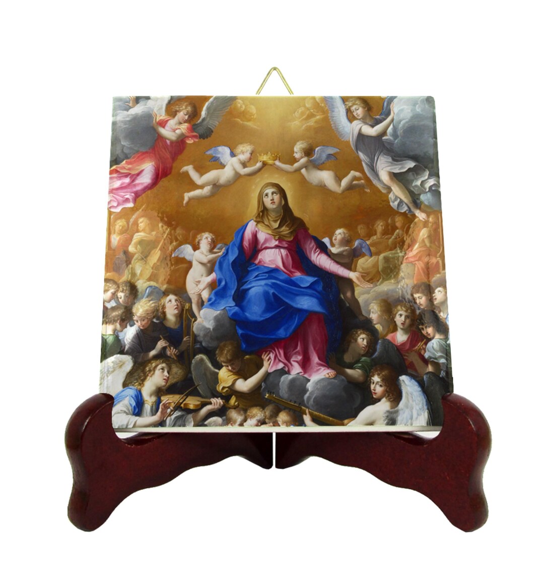 Our Lady Queen of Heaven Ceramic Icon, Religious Gifts, Marian Wall Art ...