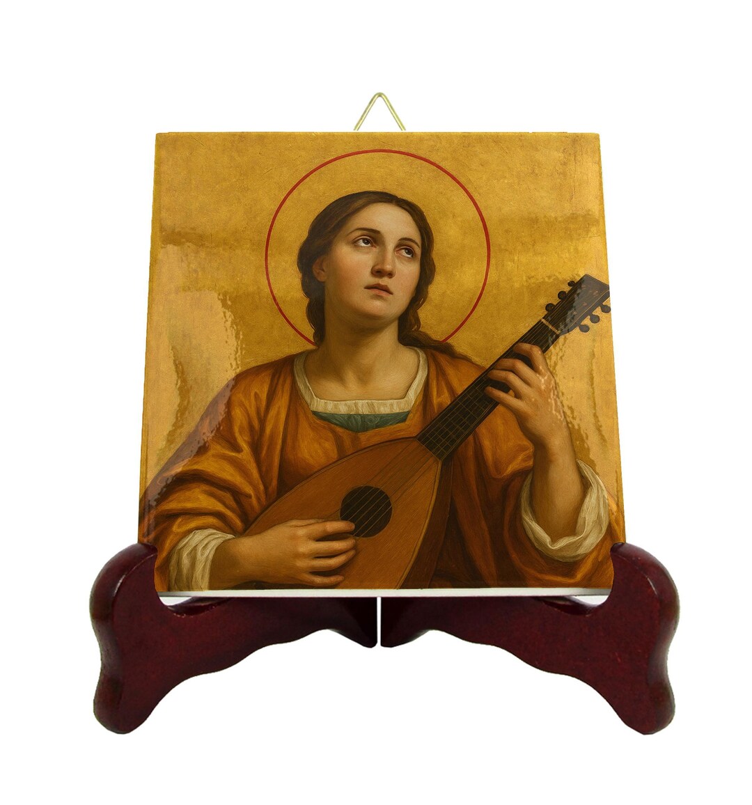 Saint Cecilia Ceramic Icon – Patron Saint of Music, Catholic Sacred Art ...