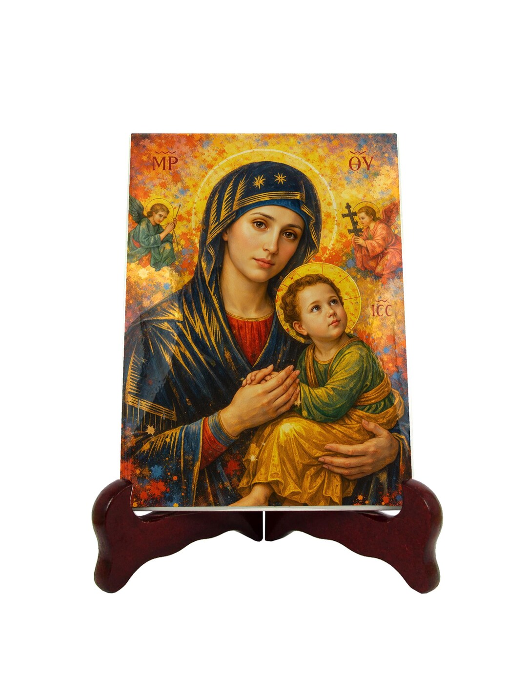 Our Lady of Perpetual Help Ceramic Icon Catholic Devotional Art Marian ...