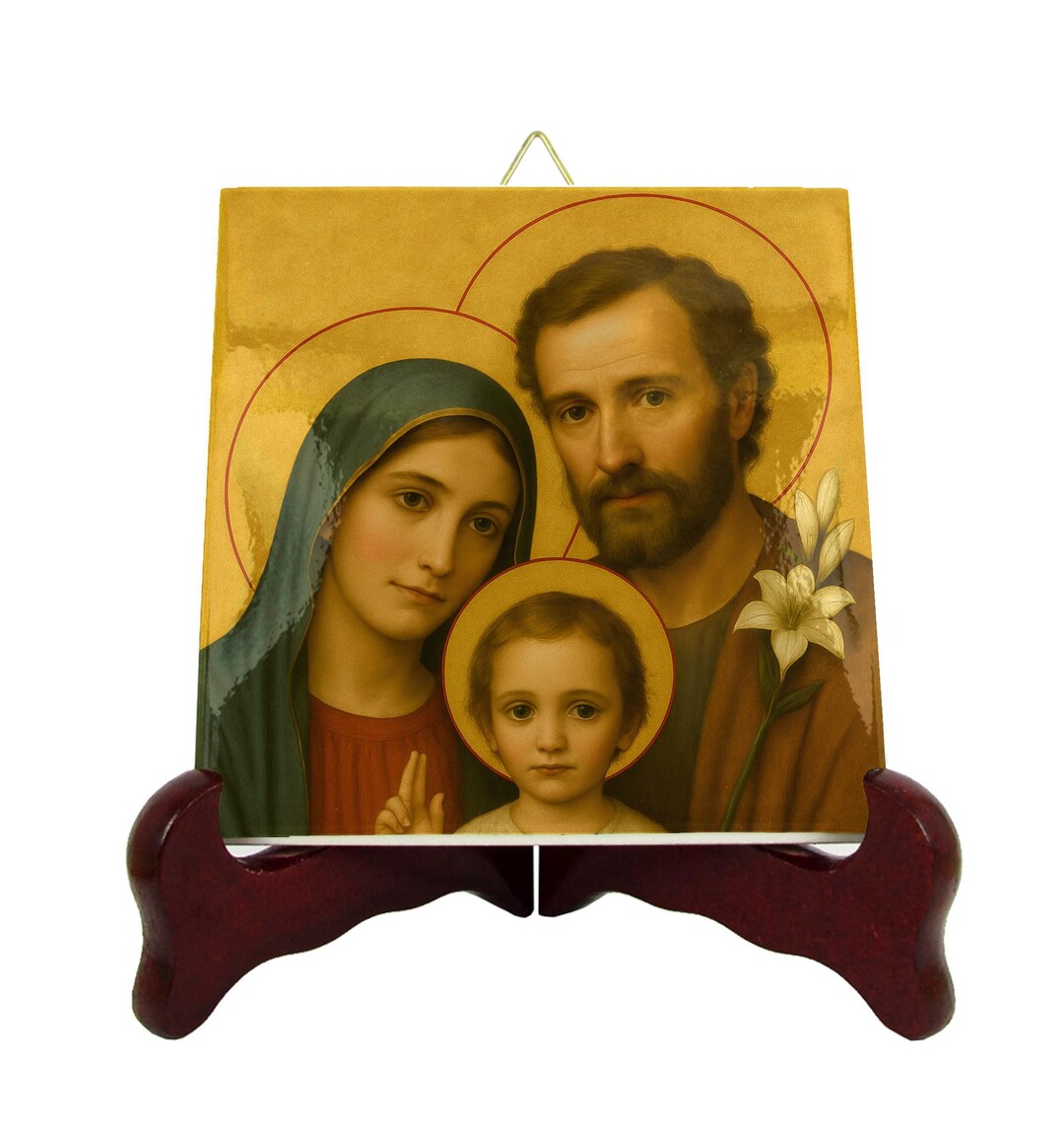 Holy Family Ceramic Icon – Catholic Sacred Home Art, Jesus Mary Joseph ...