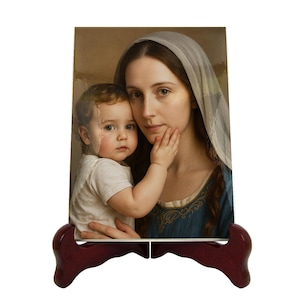 Virgin Mary Ceramic Plaque: Our Lady of Tenderness Icon