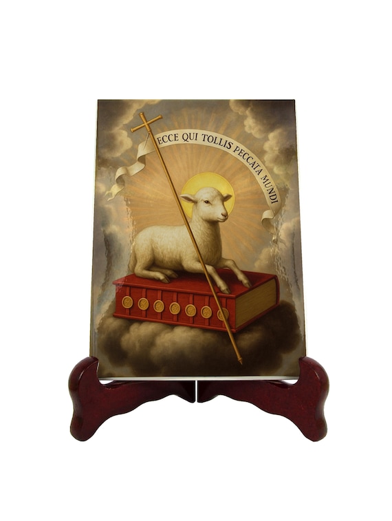 Lamb of God Ceramic Tile Icon: Agnus Dei Religious Art - Etsy