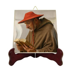 Saint Bonaventure Catholic Icon: Handcrafted Ceramic Tile, Religious Gift