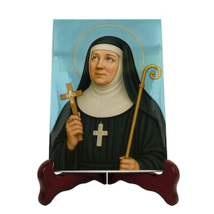 Keramisch pictogram Saint Jane Frances de Chantal katholiek devotionele kunst Visitatievolgorde Saint Christian cadeau