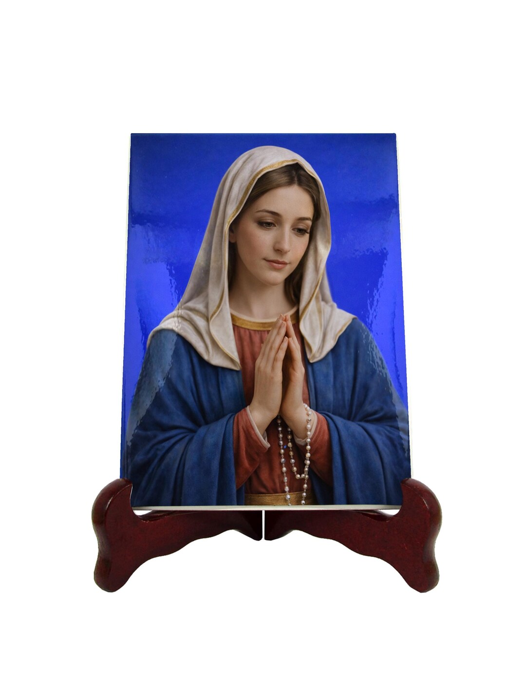 Virgin Mary Art Our Lady of the Rosary Religious Gift Ceramic Icon - Etsy