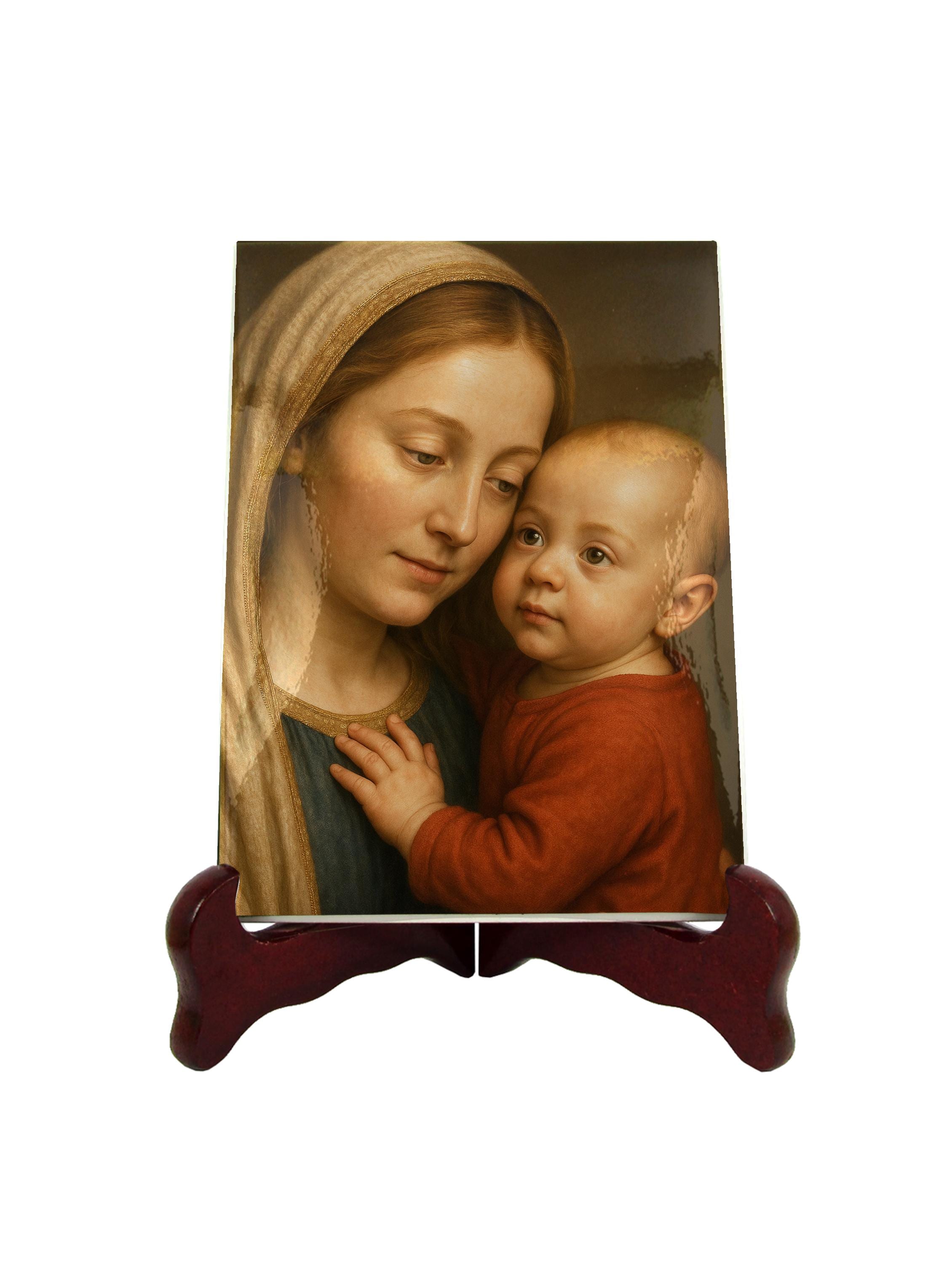 Our Lady of Good Counsel of Genazzano Ceramic Icon, Handcrafted Realistic Religious Decor for Prayer Space, Perfect Gift for Friars & Nuns