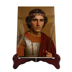 Saint George Ceramic Icon: Photorealistic Religious Art, Home Altar Gift