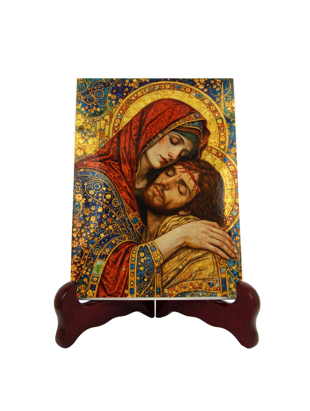 Pietà Virgin Mary Ceramic Icon – Catholic Wall Art, Our Lady of Sorrows ...