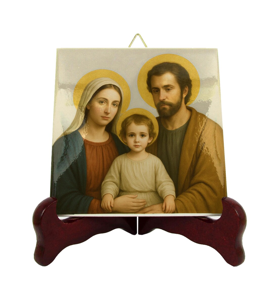 Holy Family Ceramic Icon – Catholic Devotional Art, Jesus Mary Joseph ...