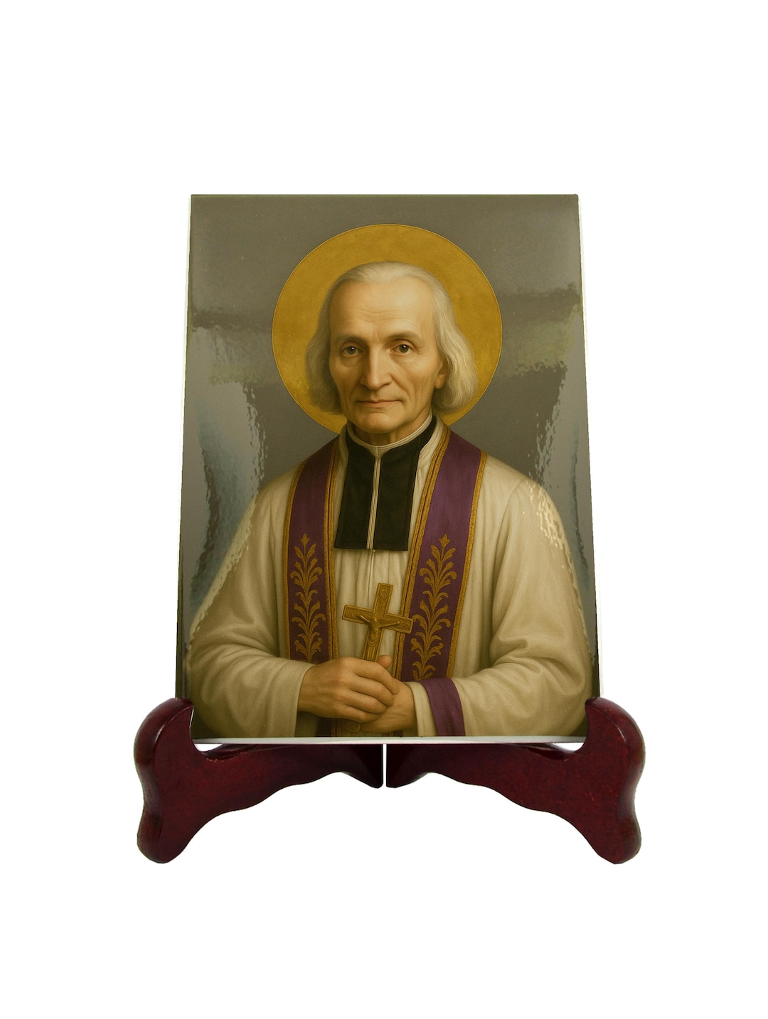 Saint John Vianney Ceramic Icon Catholic Art Patron of Priests
