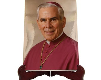 Blessed Fulton J. Sheen Ceramic Icon, Catholic Bishop & Preacher, American Catholic Gift, Evangelization Art, REALITAS | Flos Carmeli