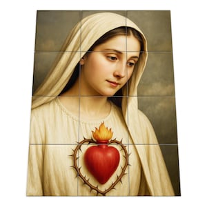 Our Lady of Fatima Tile Mural: Handmade Christian Wall Art
