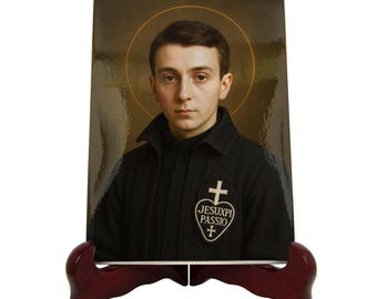 Saint Gabriel of Our Lady of Sorrows Ceramic Icon: Photorealistic Catholic Art