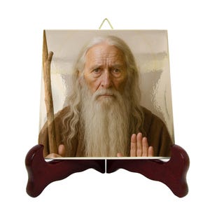 Handmade Ceramic Icon of Saint Macarius - Hyper-Realistic Christian Art