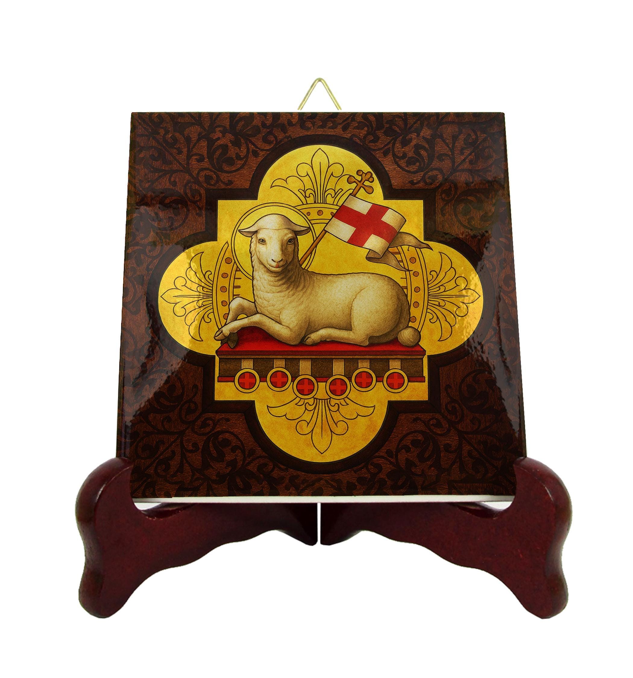 Lamb of God Agnus Dei Icon – Sacred Ceramic Artwork for Prayer and