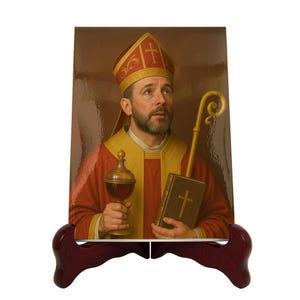 Saint Januarius Ceramic Icon – San Gennaro Catholic Wall Art Tile, Patron of Naples | Flos Carmeli HolyArt