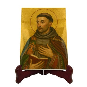 Saint Bonaventure Ceramic Icon: Modern Byzantine Religious Gift