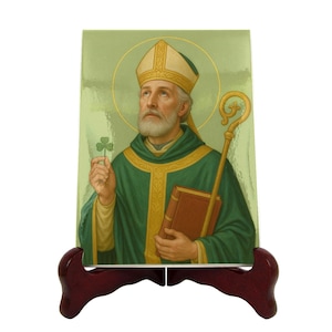 Catholic gift, Saint Patrick of Ireland, handcrafted ceramic icon, devotional home decor, gift for Christian believers, catholic icon
