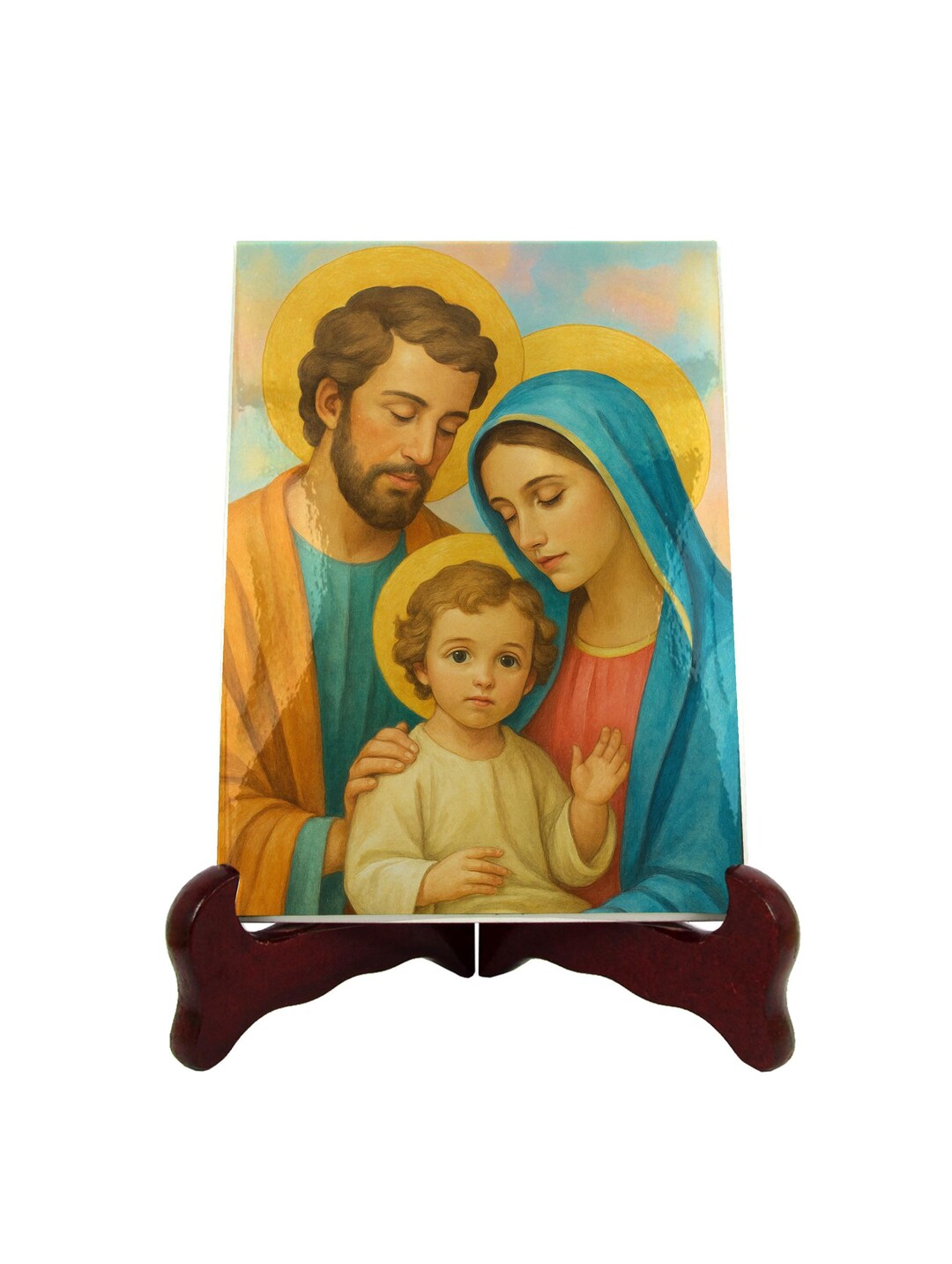 Holy Family Icon Ceramic Catholic Devotional Art Jesus Mary Joseph ...