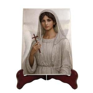 Saint Prisca Ceramic Icon – Catholic Wall Art, Early Martyr Devotional Tile | Flos Carmeli HolyArt