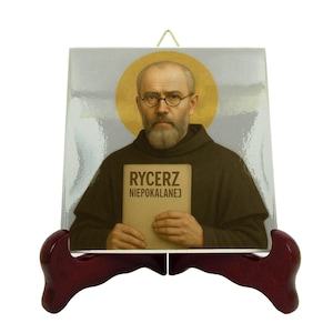 Maximilian Kolbe Keramik Ikone: Handgefertigte katholische Wandkunst