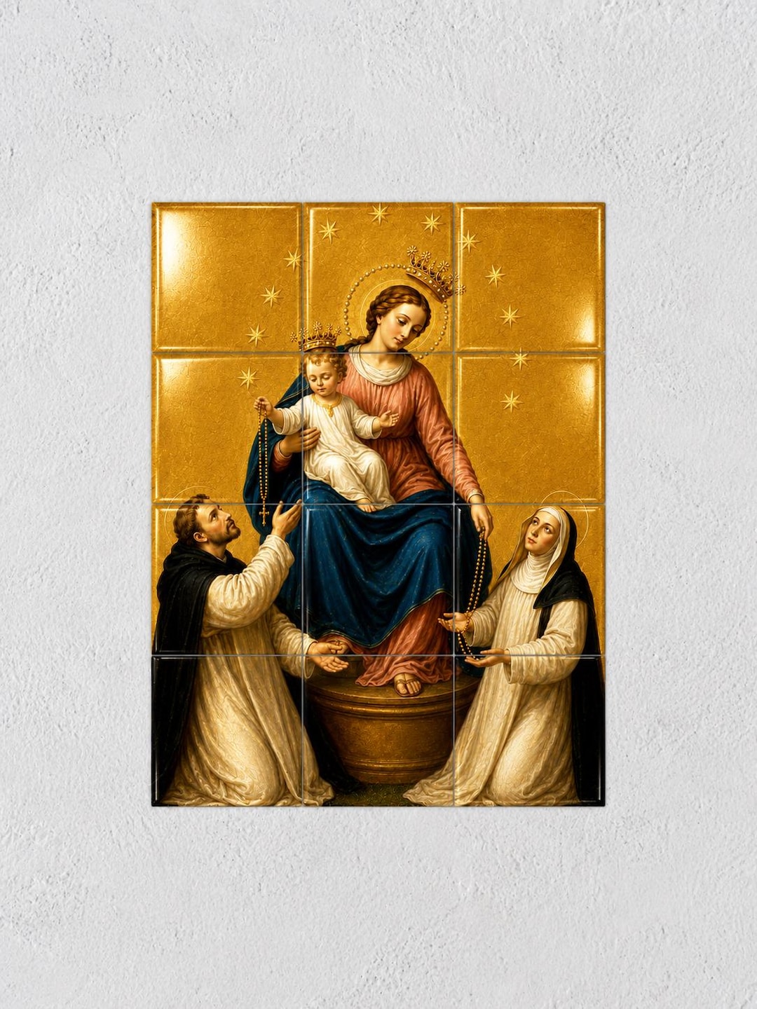 Virgin of the Rosary of Pompei Tile Mural – Catholic Wall Art, Marian ...