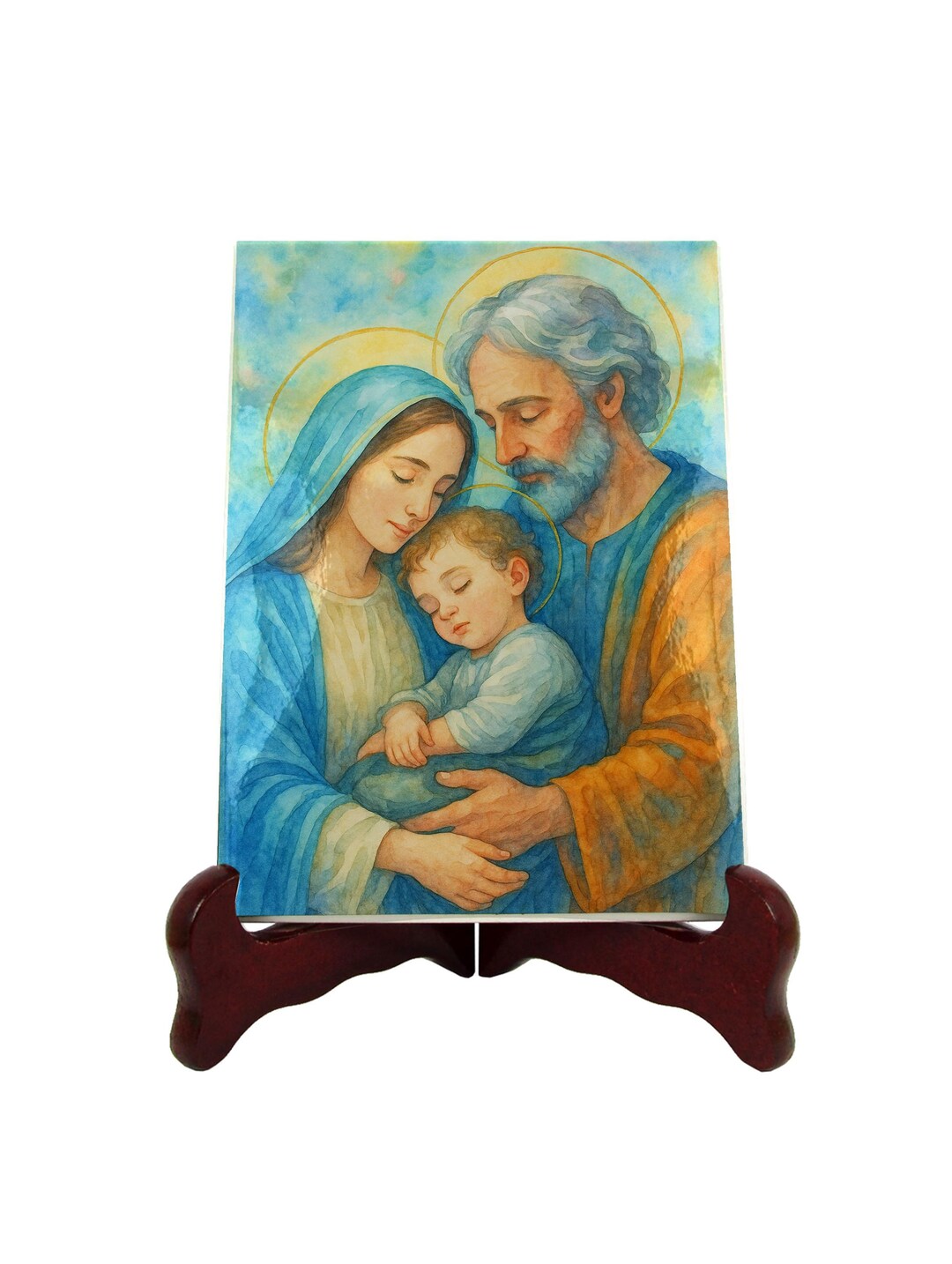 Holy Family Ceramic Icon – Catholic Devotional Art, Jesus Mary Joseph ...