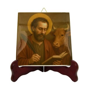 Saint Luke religieuze kunst keramisch icoon, evangelist en arts, katholiek wanddecor, huisaltaar cadeau | Flos Carmeli HolyArt