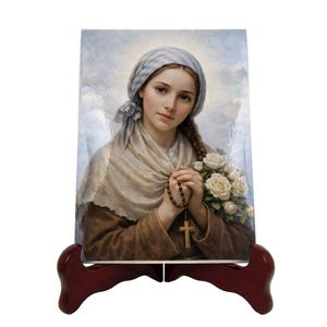 Saint Bernadette Soubirous Religious Icon – Lourdes Catholic Wall Plaque Marian Devotion Art