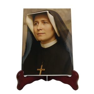 Handcrafted Saint Faustina Kowalska Ceramic Icon: Photorealistic Religious Art